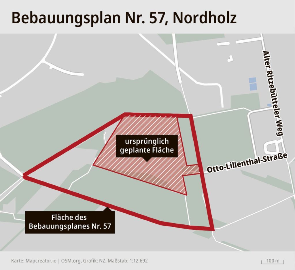 Der Bebauungsplan Nr. 57 aus Nordholz umfasst das erweiterte Industriegebiet.