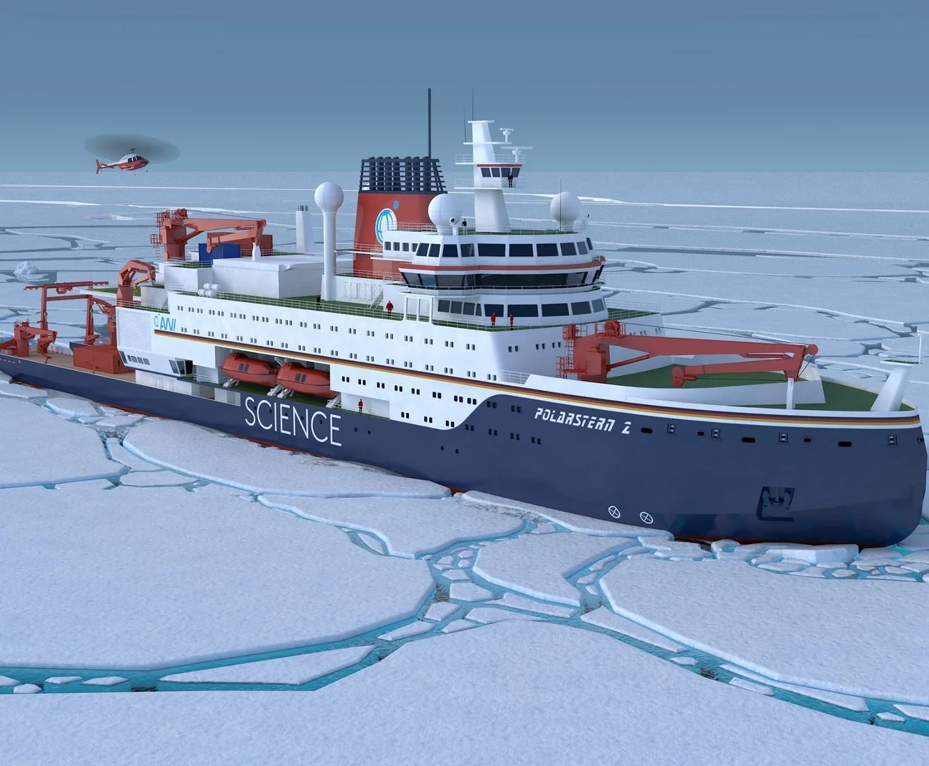 So soll sie aussehen: Der neue Forschungseisbrecher „Polarstern 2“ wird ab 2027 im Einsatz sein. Das Schiff entsteht bei TKMS in Wismar und erhält ein vollintegriertes Antriebssystem des finnischen Herstellers Steerprop.