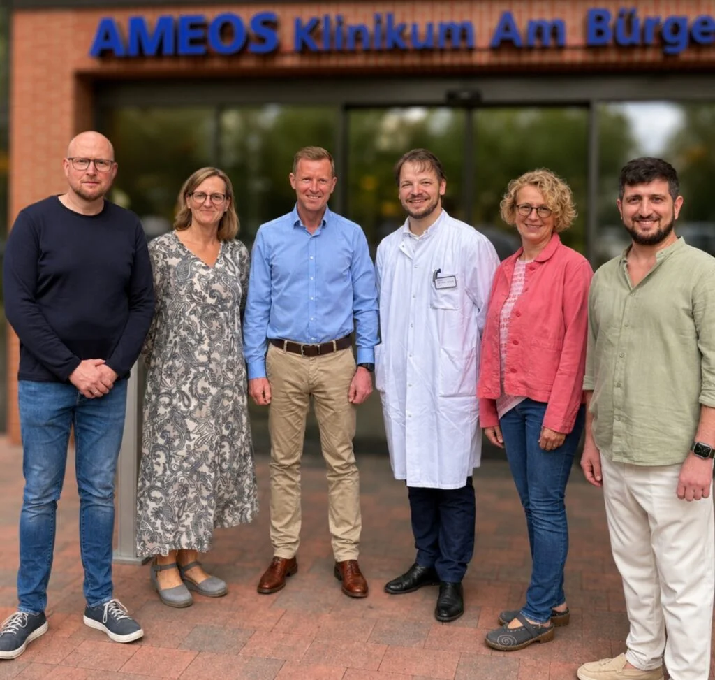 Das Adipositas-Team aus Brake wechselt zu Ameos in Bremerhaven: (von links) leitender Oberarzt Andreas Henning, Adipositas-Koordinatorin Astrid Bahlmann, Chefarzt Dr. Jan Henrik Herrfurth, Dr. Alexander Stuflesser, Ernährungstherapeutin Sandra Schröder und Oberarzt Mikayil Mammadli.