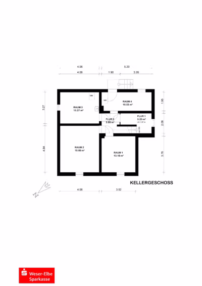 Vermietetes ZFH mit Mini-Bungalow im Garten - Grundriss Kellergeschoss (81200)