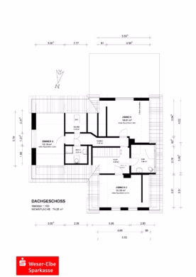 Familienhaus mit großem Garten in ruhiger Lage - Grundriss Dachgeschoss (43047)
