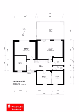 Familienhaus mit großem Garten in ruhiger Lage - Grundriss Erdgeschoss (43046)
