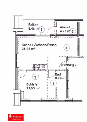 Erstbezug! Eigentumswohnung in beliebter Lage - Grundriss Wohnung 3 (61593)