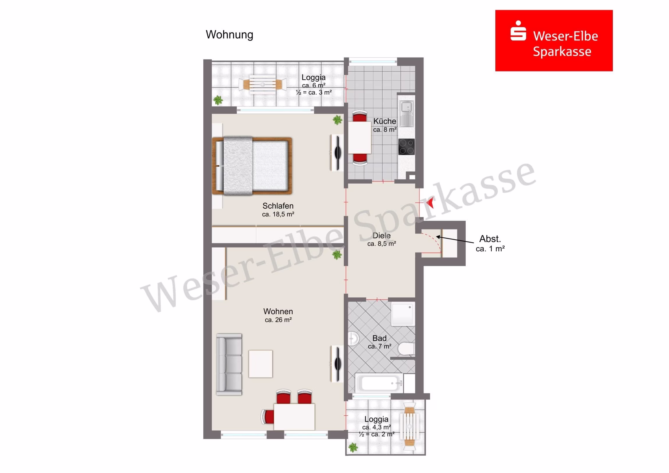 Grundriss der Wohnung