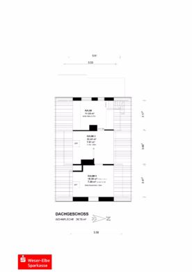 Siedlungshaus mit Anbau, 2 Garagen und 1 Carport - Grundriss Dachgeschoss (61918)