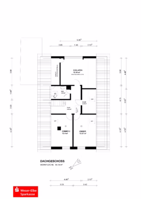 Wohnen in ruhiger Lage mit viel Platz und Komfort - Grundriss Dachgeschoss (70313)