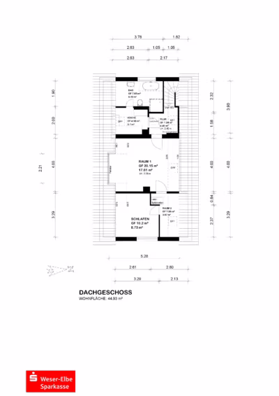 Zentral gelegenes Einfamilienhaus mit Potenzial - Grundriss DG (83515)