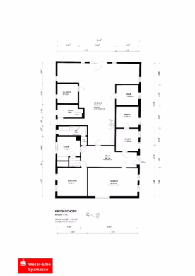 Schönes Landhaus mit großer Diele am Weserdeich - Grundriss Erdgeschoss (44525)