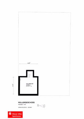 Schönes Landhaus mit großer Diele am Weserdeich - Grundriss Kellergeschoss (44526)