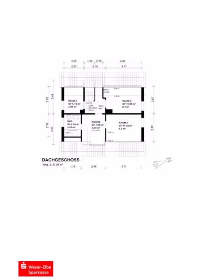 Doppelte Chance in bester Wohnlage - Grundriss DG (83695)