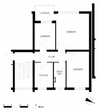 Gut aufgeteilte 3-Zimmer-Wohnung! - Grundriss (44622)