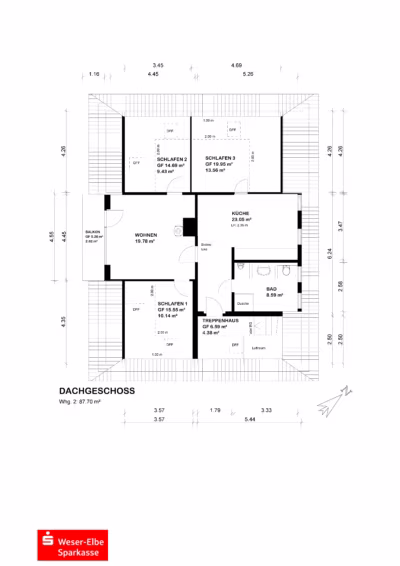 Charmantes Anwesen Nähe Speckenbüttler Park - Grundriss Dachgeschoss (81468)