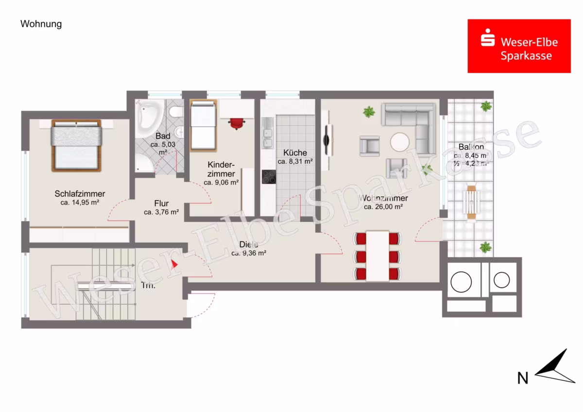 Grundriss der Wohnung im 4.OG